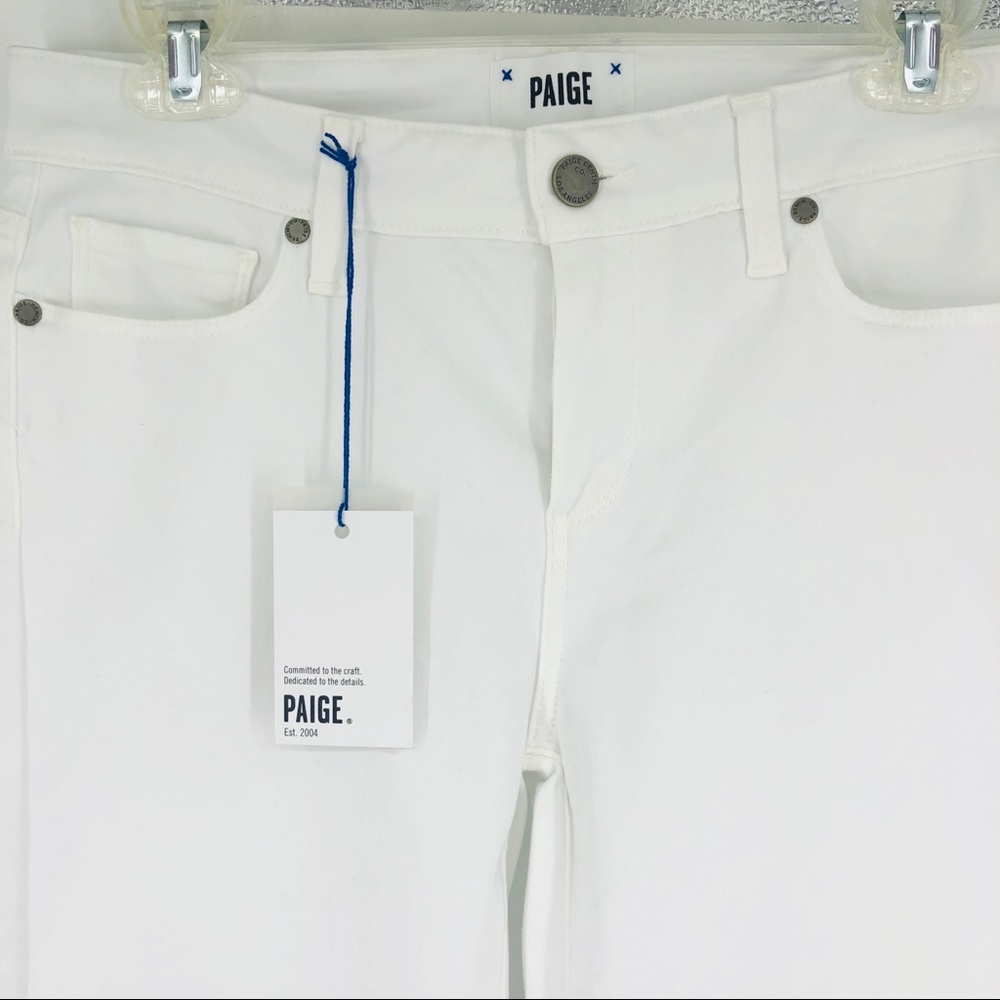 NWT Paige Curved Hem Mid Rise White Jeans Size 29 - Picture 6 of 8